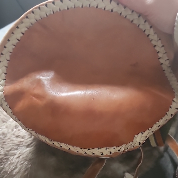 Brown Backpack with Rounded Flap Design and Textured Fabric - Picture 4 of 5